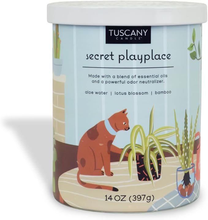 Tuscany Candle Secret Playplace: Lotus Blossom Scented Pet Odor Neutralizing Candle, 14 oz