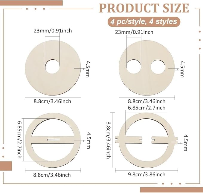 BENECREAT 16Pcs 4 Styles Wick Centering Tool, Wood Candle Wicks Centering Devices Wooden Wick Stabilizer Holder for Candle DIY Making, Cotton Multi-Wick Holder