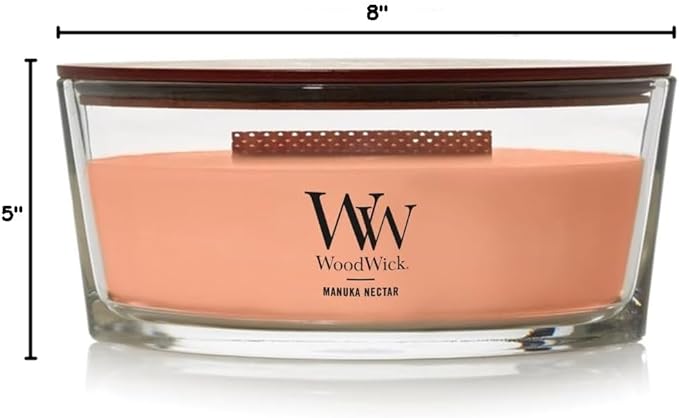 WoodWick Manuka Nectar Scented Ellipse Candle, Crackles as it Burns, Up to 50 hrs Burn time, Great for Gifting, 16oz