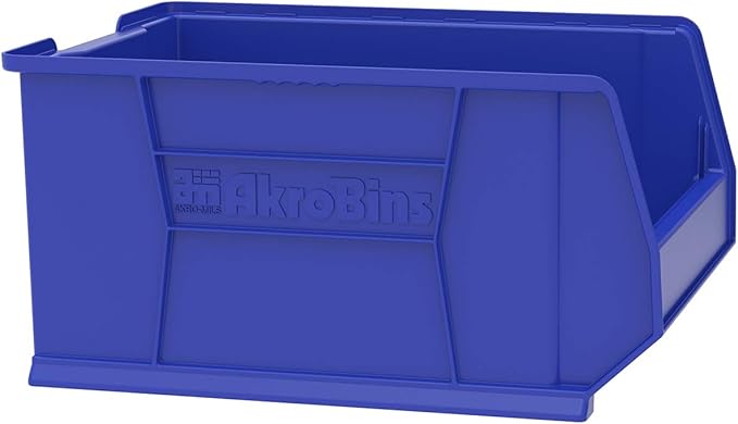 Akro-Mils 30289 Super-Size AkroBins Plastic Storage Bins, Space-Saving Stackable Bins for Garage, Classroom, Warehouse Organization, 24" L x 18" W x 12" H, Blue, 1-Pack