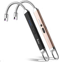 SUPRUS Lighter Rechargeable USB Lighter Arc Electric Lighetrs with Safety Switch 360° Flexible Neck Flameless Grill Long Lighters for Candle Camping Cooking (Black+Champagne Gold)
