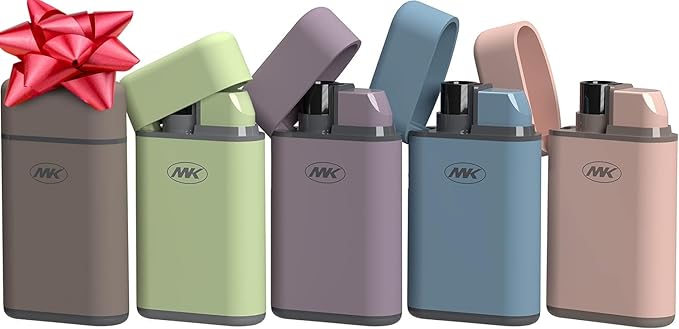 MK Lighter 5-Pack Torch Flame Pocket Lighters, Refillable and Multipurpose, Ideal for Candles, BBQ, Camping, and Everyday Use (Pastel-5PC)