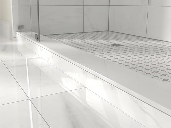 Super White Engineered Marble Threshold for Shower Curb, Bathroom Vanity Backsplash, Window Sill, Door Transitions (6" x 60")