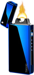 Rechargeable USB C Lighter, Windproof Electric Lighter Arc Plasma Lighters with Projection Stone, Visual Battery, Cool Vintage Lighters Custom Style for Outdoor Candle Camping Gift（Blue）