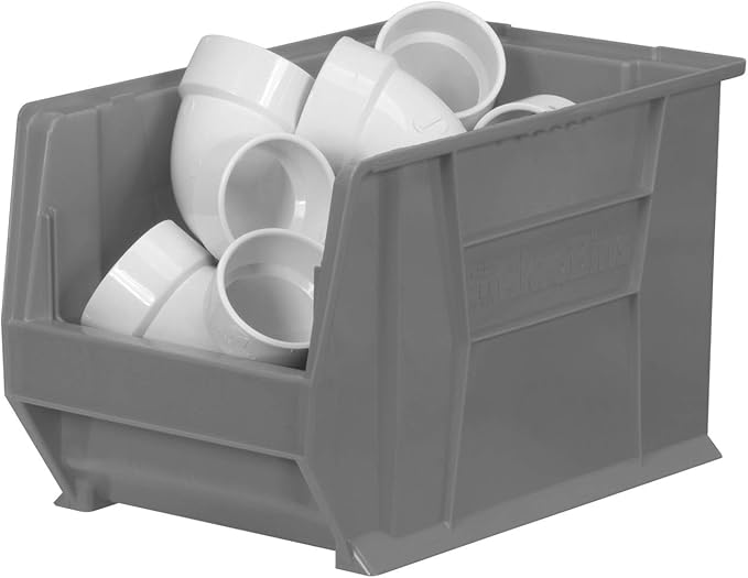 Akro-Mils 30282 Super-Size AkroBins Plastic Storage Bins, Space-Saving Stackable Bins for Garage, Classroom, Warehouse Organization, 20" L x 12" W x 12" H, Grey, 2-Pack
