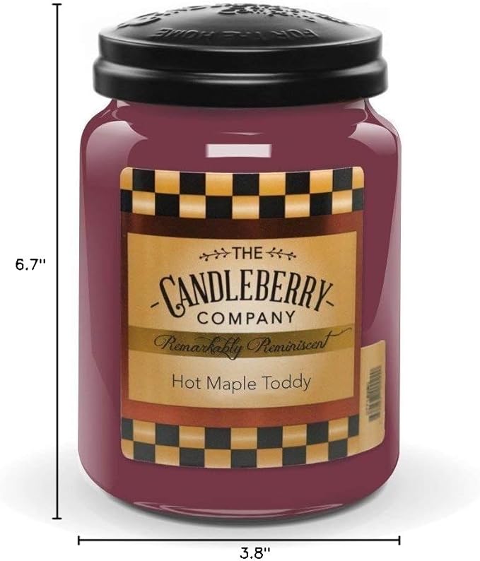 Candleberry Candles Hot Maple Toddy | Strong Fragrances for Home | Hand Poured in The USA | Highly Scented | 135 Hour Burn Time | Large Jar