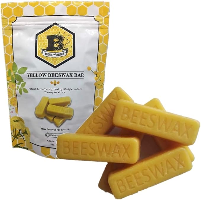 Beesworks Yellow Beeswax Bars (6 oz) | 100% Pure, Cosmetic Grade, Triple-Filtered Beeswax for DIY Skin Care, Lip Balm, Lotion and Candle Making (1 oz Bars - Pack of 6)