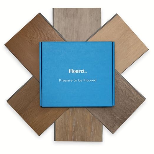 Flooret Luxury Vinyl Plank Flooring Medium Brown Bestsellers Sample Kit | 6 Pieces of 12" Cut Samples from Real Planks | DIY Click Installation, 40 Mil Wear Layer, Waterproof and Scratch Resistant LVP