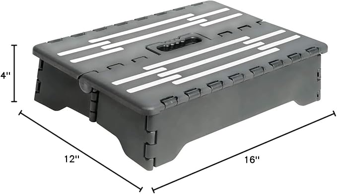 Miles Kimball Fox Valley Traders Portable Help Step, 16” W x 12” D x 4” Tall – Folds to Small Size for Storage, Non-Slip Rubber Step Surface for Safety, Durable Plastic Construction Supports 300 Lbs.