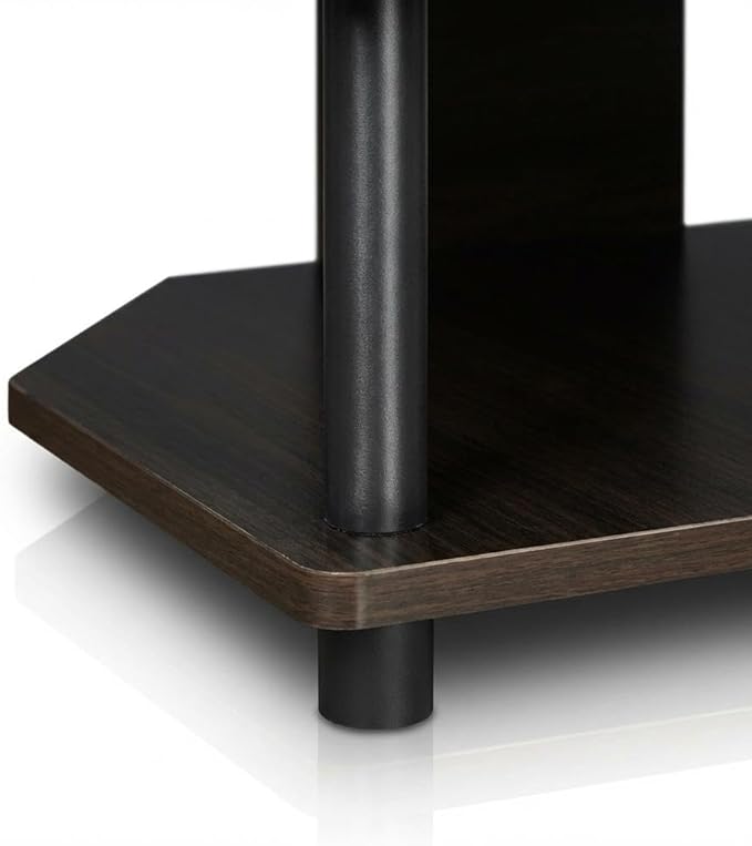 Furnifact Espresso Easy Assembly 4-Tier Petite TV Stand, Durable Composite Wood Construction, Space-Saving Design, Modern Style for Living Room