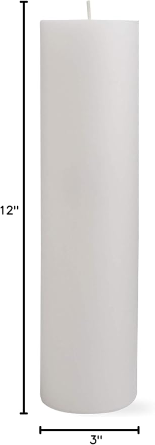 TAG Chapel 3X12 White Pillar Paraffin Wax Candle Unscented Drip-Free Long Burning 175 Hours for Home Decor Wedding Parties Dining Dinner Kitchen Table Tabletop Living Room End Table Decor Decoration