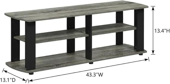 Furnifact French Oak/Black Nelly Entertainment Center TV Stand with Composite Wood Construction, Modern Design, Durable and Space-Saving for Living Room