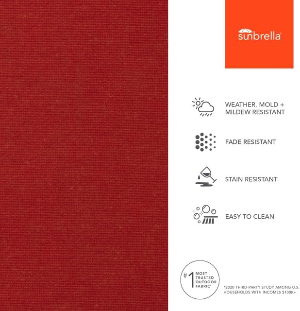 Sunbrella Outdoor Fabric by The Yard | Play Scarlet (Solid) | Official Sunbrella Seller | Indoor or Outdoor Upholstery Fabric for Chairs, Cushions, Drapery, Pillows, Furniture