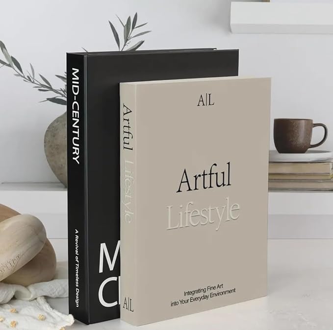 Decorative Books for Home Decor,2 Pcs Modern Minimalist Faux Book for Home Decoration,Coffee Table Decor,Living Room Aesthetic Accent (E5)
