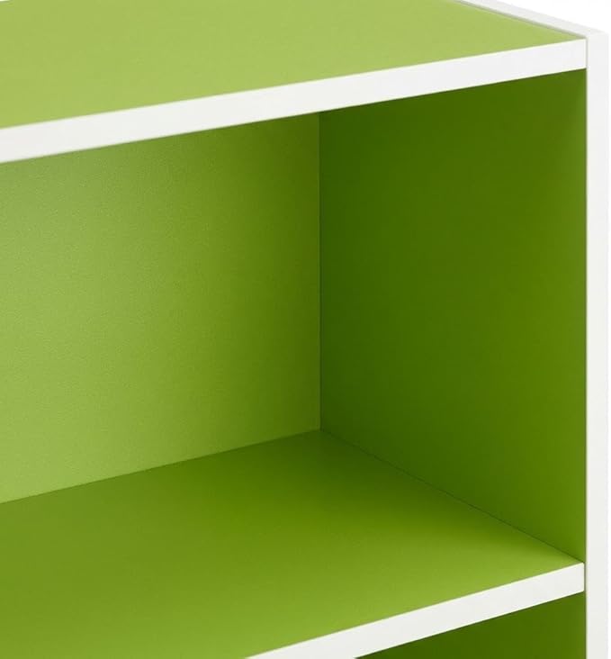 Furnifact White and Green 5-Tier Reversible Open Shelf Bookcase, Durable Construction, Stylish Modern Design for Living Room, Bedroom, Office Storage