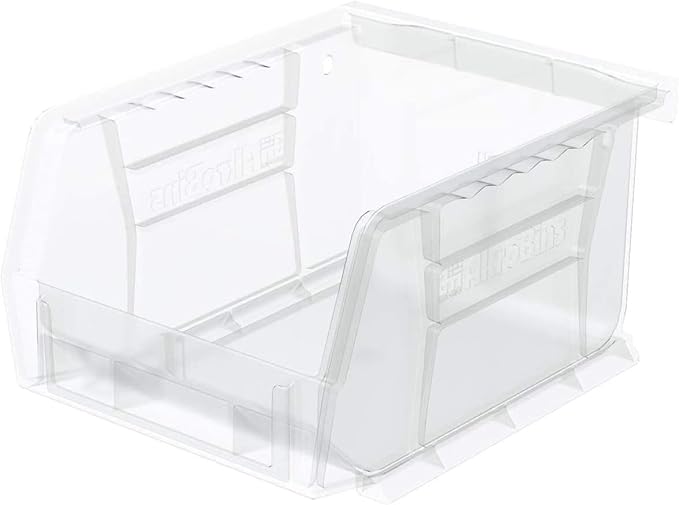 Akro-Mils 30210 AkroBins Plastic Storage Bins, Space-Saving Stackable Bins for Garage, Pantry, Craft Organization, 5" x 4" x 3", Clear, 24-Pack