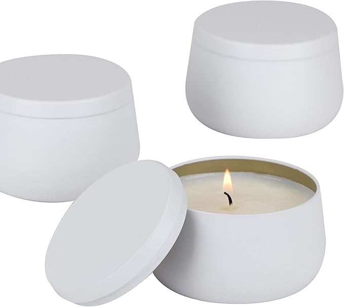 8oz Candle tins with lids,White Candle Jars,Bulk Candle tins for Making Candles,Candle Making Jars(24PACK, White)