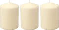 Stonebriar 3 Pack Tall 3 x 4 Inch 35 Hour Long Burning Unscented Ivory Wax Pillar Candles