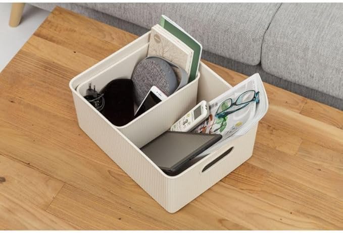 Superio Eco-Friendly Decorative Plastic Basket Open Home Storage Bins Organizer Baskets, Large (4 Pack) Container Boxes for Organizing Closet Storage Bins for Shelves Drawer Shelf 15 Liter