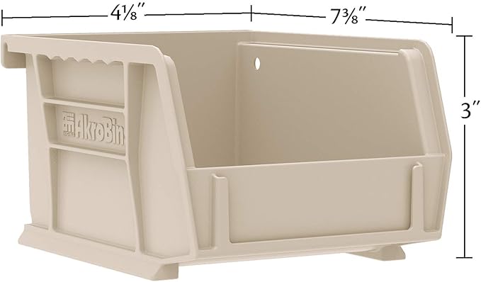 Akro-Mils 30220 AkroBins Plastic Storage Bins, Space-Saving Stackable Bins for Garage, Pantry, Craft Organization, 7" x 4" x 3", Red, 24-Pack