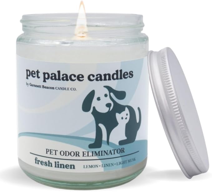 Pet Palace Candles - Odor Eliminator Candle, Incredible Scents - 100% Soy - Neutrolizer Eliminates Odors from Pets, Smoke, Urine, and More. Eco-Friendly and Non-Toxic (Fresh Linen)