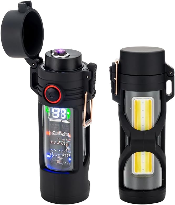 KALIMO Plasma Arc Lighter with LED Flashlight, Dual Arc Windproof Flameless Lighter, IP65-Rated Water-Resistant, USB-C Rechargeable, Portable for Camping, Hiking, BBQ and Outdoors