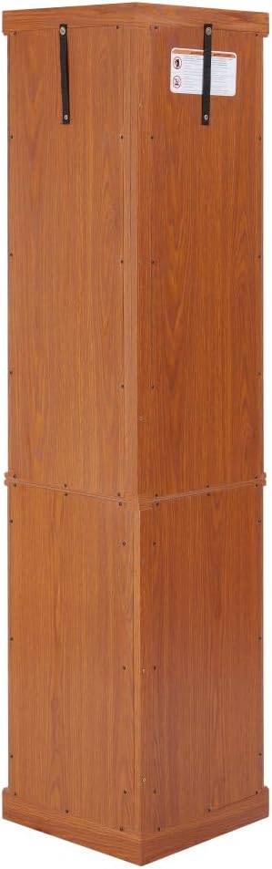 Corner Lighted Glass Curio Cabinet for Living Room Space Saving Vertical Tall Display Case with Light for Antique Wine Bar Glass Storage (Dark Oak)