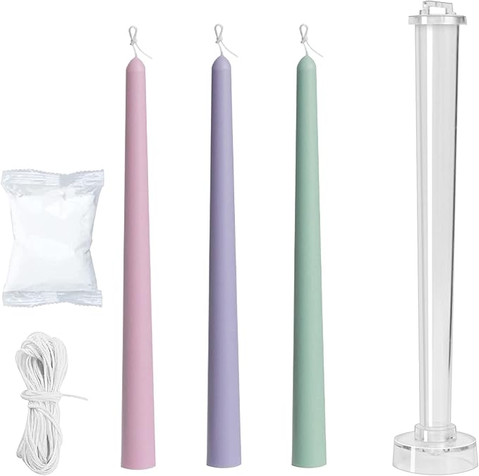 1-Pack Classic Tall Taper Candle Mold,Clear Plastic Pillar Candlestick Mold for Church Christmas Candlelight Dinner Valentine's Day (10.24inch)