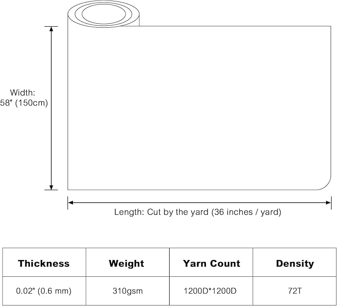 Thickened Waterproof Canvas Fabric by The Yard 1200D 58" W Outdoor Upholstery Material Heavy Duty Fabric Water Resistant Sewing Material for Chair Patio Cushion Purse 6 Yard Silver Grey