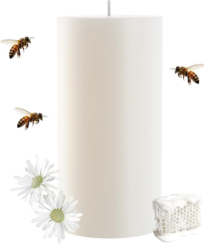 White Natural Beeswax Pillar Candles-28 Hours Burn Time 100% Pure Beeswax Candles | Organic Bees Wax for Home, Prayer, Christmas, Party | Unscented, Smokeless, Dripless 1 Pack (2×4 inch)