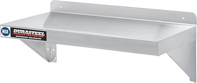 DuraSteel Stainless Steel Shelf - 24 Inch Wide x 12 Deep Commercial NSF Mounted Metal Wall Shelf Pantry Organizer Garage Storage Shelves - Rack Shelving Restaurant Kitchen Units Laundry Utility Room