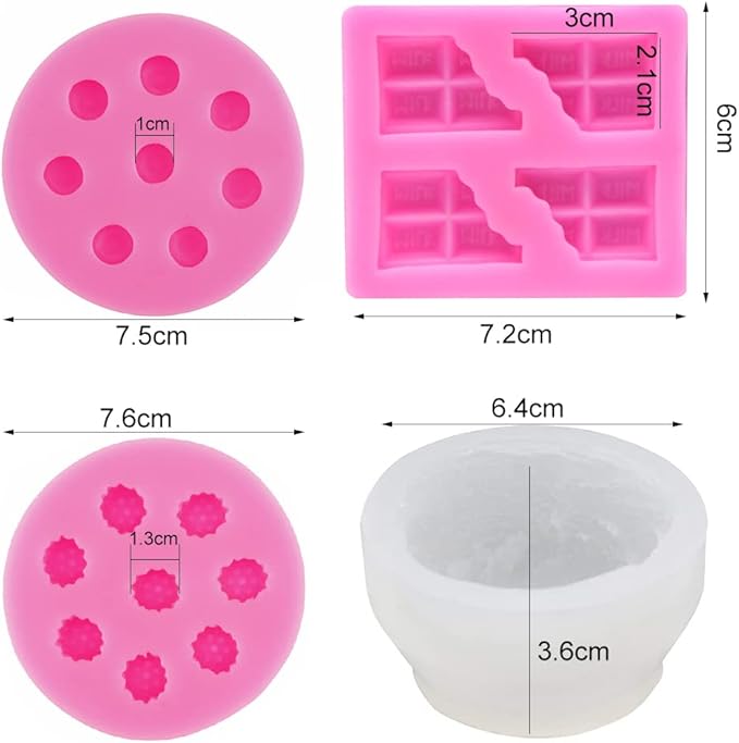 5 Pcs Candle Making Mold, 3D Ice Cream Ball Shape Candle Molds 2 Pcs with Chocolate Shape Molds, 3D Fruit Shape Silicone Fondant Mold for DIY Wax Candle, Soap, Cake Cupcake Topper Decoration