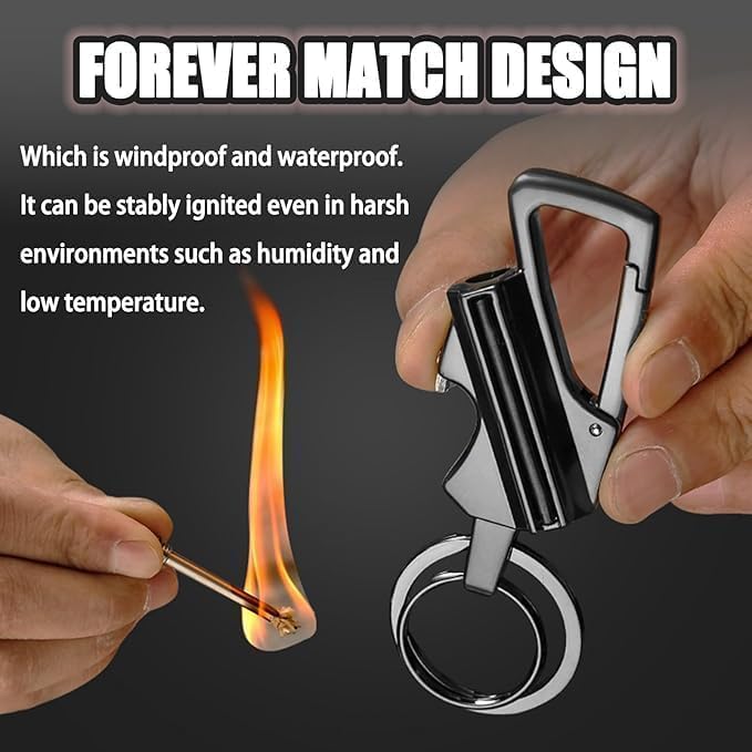 Permanent Match Infinity Lighter, Keychain Lighter with Multitool Keychain Bottle Opener