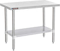 DuraSteel 24x48 Stainless Steel Work Table - NSF Commercial Prep Metal Table - Outdoor Pizza Oven Stand w/Under Shelf - Kitchen Island Laundry Utility Garage Microwave Stand Large Rolling Storage Cart