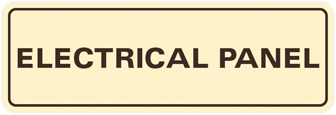 All Quality Standard Electrical Panel Wall or Door Sign - Durable Material | Clear and Functional Sign | Easy Installation‌ - Ivory/Dark Brown - Large (2 Pack)