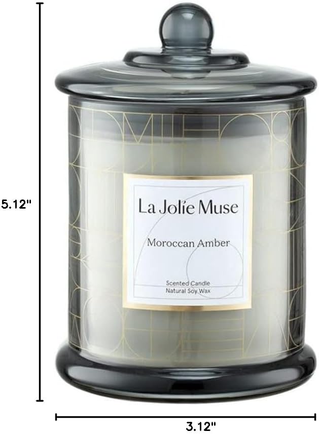 LA JOLIE MUSE Moroccan Amber Candle, Luxury Candle Gift with Gift Box, Candle Gift for Men & Women, Natural Soy Candle, 70 Hours Burning Time, House Warming Gift