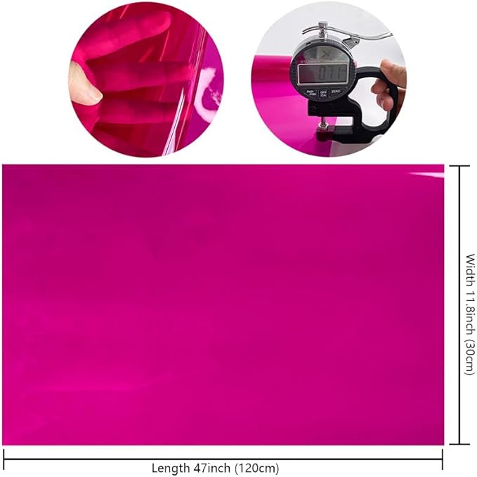 ONEART | 30 Gauge Leather Vinyl, Solid Color See-Through Waterproof Jelly Faux Leather for Women DIY Handbags Tote, 12" x 48" (Rose)