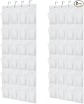 GORILLA GRIP Over the Door Shoe Organizer, 2 Pack, 24 Breathable Mesh Pockets, Space Saving Hanging Storage Holder, Closet Rack Hanger Holds Up to 40 lbs, Hangs on Closets, Shoes, Accessories, White