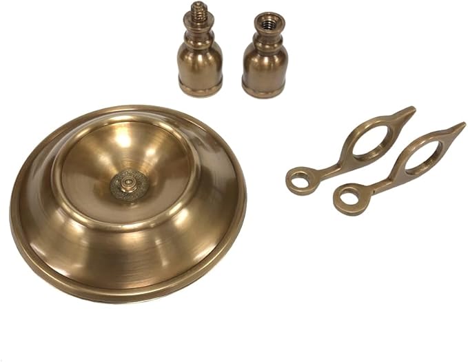 Antique Brass Brighton Bun Chamberstick Set, Portable Travel Candle Holder, 3.75 Inch Wide, 2.5 Inch Tall, 2-Piece Set
