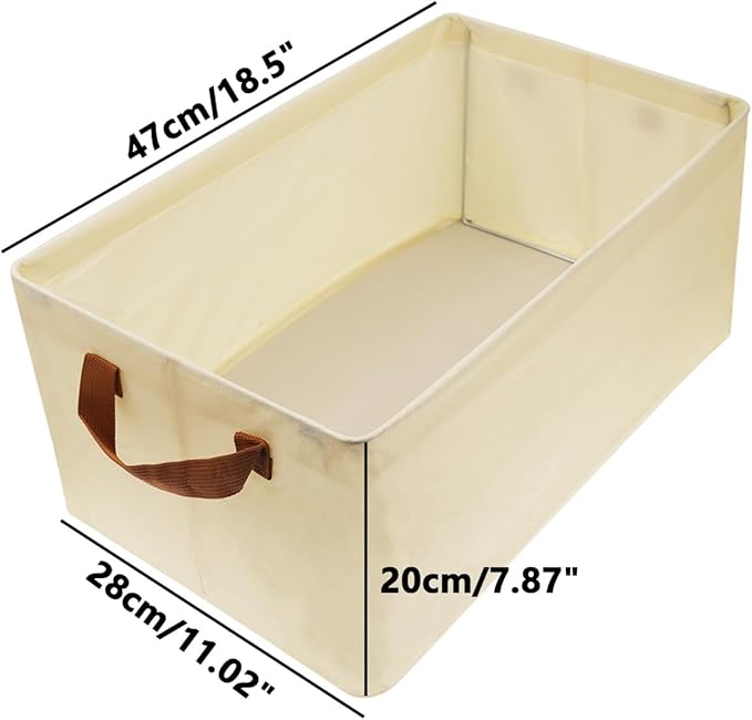 Large Capacity Storage Bins Closet Organizer System, 2PCS Fabric Storage Box with Steel Frame Stackable Shelf Storage Baskets Foldable Wardrobe Storage Box for Clothes Toys (Beige)