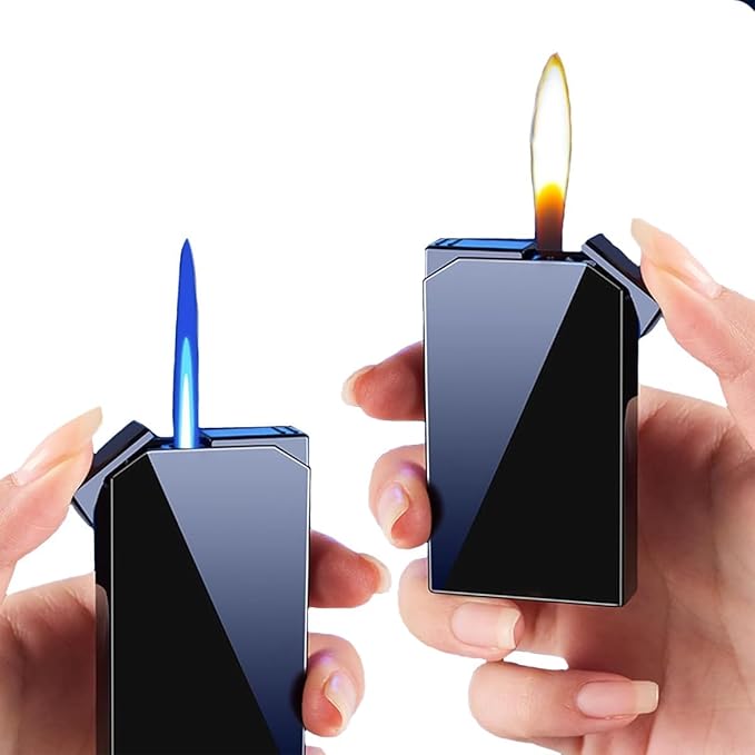 Lighter with Two Flames, Switchable Torch Lighter and Soft Flame Lighter,Creative Boyfriend Gift Personality(Black) Do not Carry butane-1pc