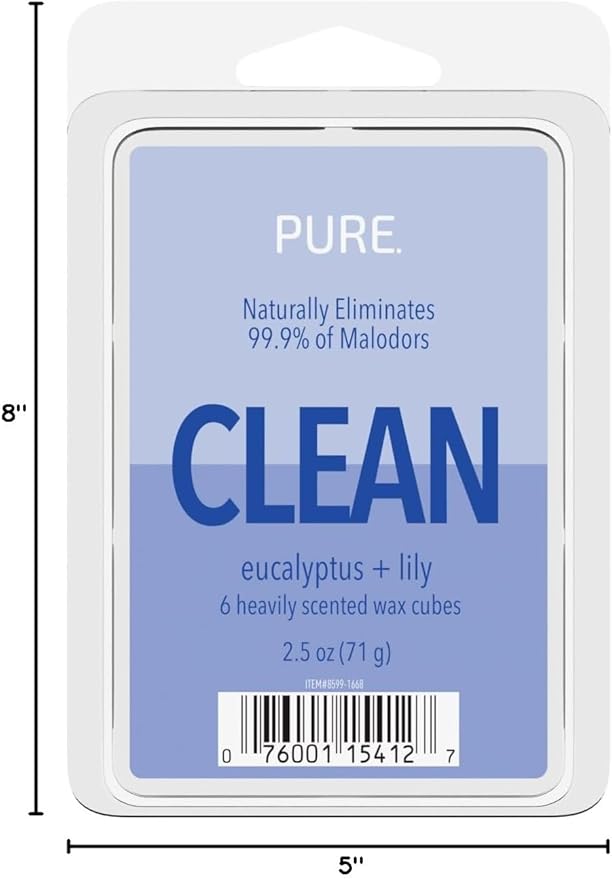 Candle-Lite Pure Wax Melts Eucalyptus & Lily Scent, Odor Eliminating, 3 Pack, Eliminates 99.9% of Odors, 6-Cube 2.5 oz Scented Wax Cubes, Proudly Poured in The USA, Ideal Gift for Home Fragrance