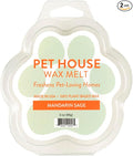 Pet House Mandarin Sage Scented Wax Melts - Natural, Long-Lasting, Plant Based Pet Friendly Soy Wax Melts Pack of 2