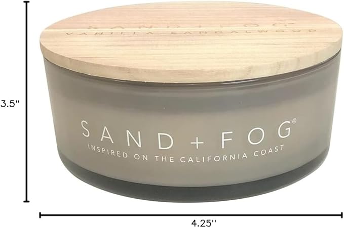 Sand + Fog Scented Candle - Vanilla Sandalwood-Additional Scents and Sizes–100% Cotton Lead-Free Wick - Luxury Air Freshening Jar Candles - Perfect Home Décor for Your Cocktail Table–34oz