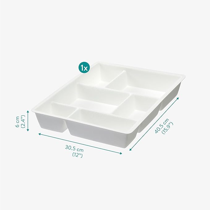Navaris Felt Drawer Organizer - Compact Trays - Utensil Organizers for Silverware Stationary Makeup - Kitchen Cutlery Bathroom Desk Organization Tray - 15.9x12 (40.5x30.5cm) White