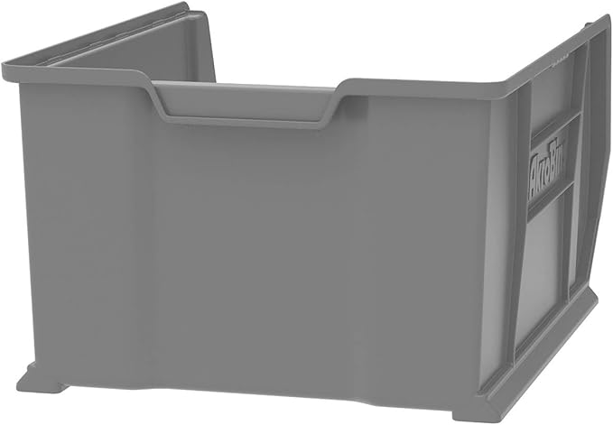 Akro-Mils 30289 Super-Size AkroBins Plastic Storage Bins, Space-Saving Stackable Bins for Garage, Classroom, Warehouse Organization, 24" L x 18" W x 12" H, Grey, 1-Pack
