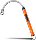 SUPRUS Fluorescent Lighter Glows in The Dark 360°Flexible Neck USB Rechargeable Windproof Triple Safety for Candle Cooking BBQ in Party (Orange)