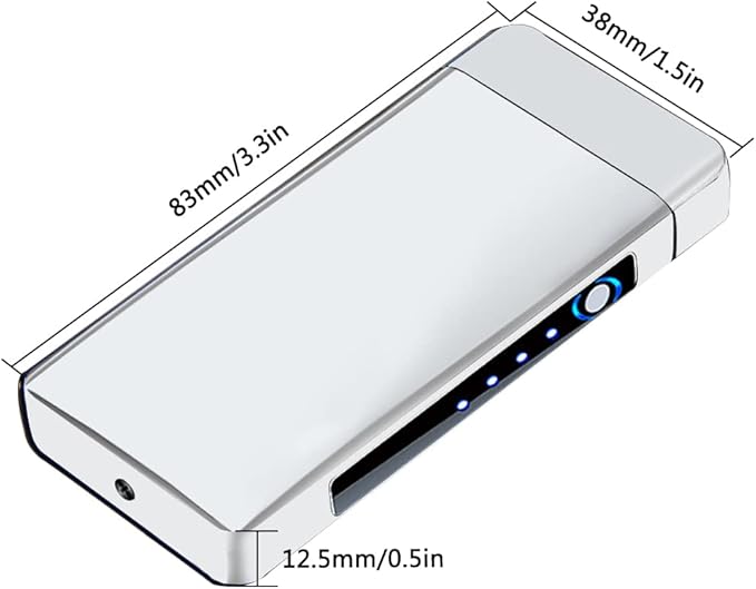 Electric Windproof Lighter, Pulsed Flame Plasma-Flame Arc Lighter - Rechargeable USB with Battery Indicator (Silver)