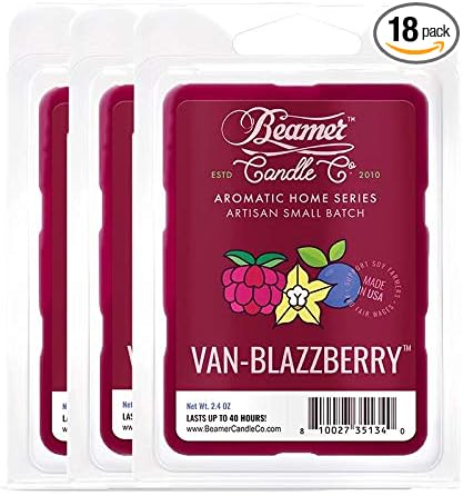 Beamer Candle Co. - Van-Blazzberry Wax Melt – Sweet Vanilla & Tangy Berry Scent – 3 Packs of 6 Cubes – Odor Eliminating – High Fragrance – 40 Hour Burn Time