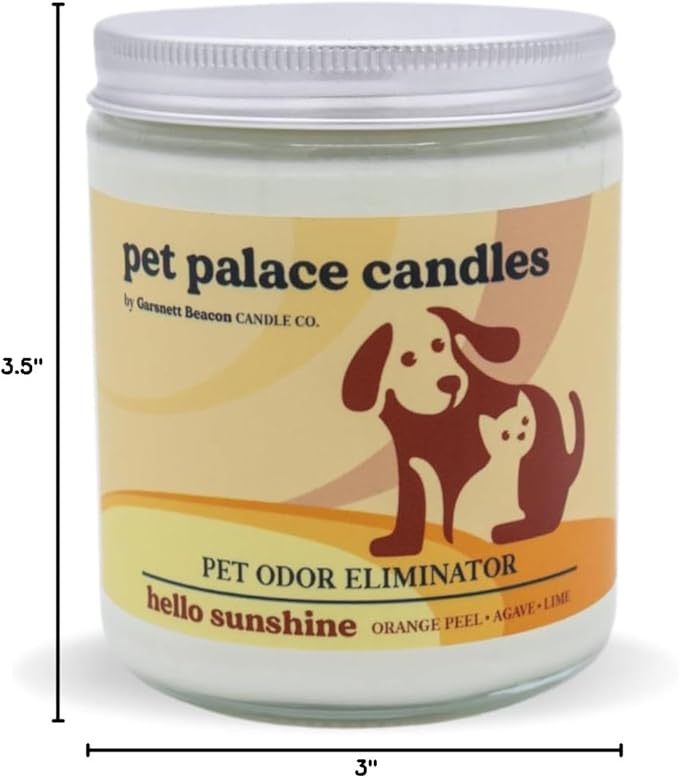Pet Palace Candles - Odor Eliminator Candle, Incredible Scents - 100% Soy - Neutrolizer Eliminates Odors from Pets, Smoke, Urine, and More. Eco-Friendly and Non-Toxic (Hello Sunshine)